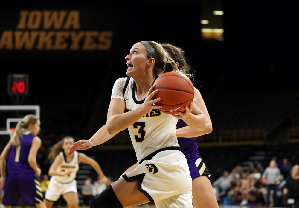 Iowa Hawkeyes guard Makenzie Meyer (3) against North Alabama Thursday, November 14, 2019 at Carver-Hawkeye Arena. (Brian Ray/hawkeyesports.com)