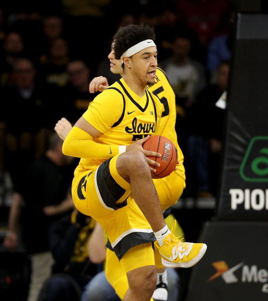 Iowa Hawkeyes forward Cordell Pemsl (35) against the Nebraska Cornhuskers Saturday, February 8, 2020 at Carver-Hawkeye Arena. (Brian Ray/hawkeyesports.com)