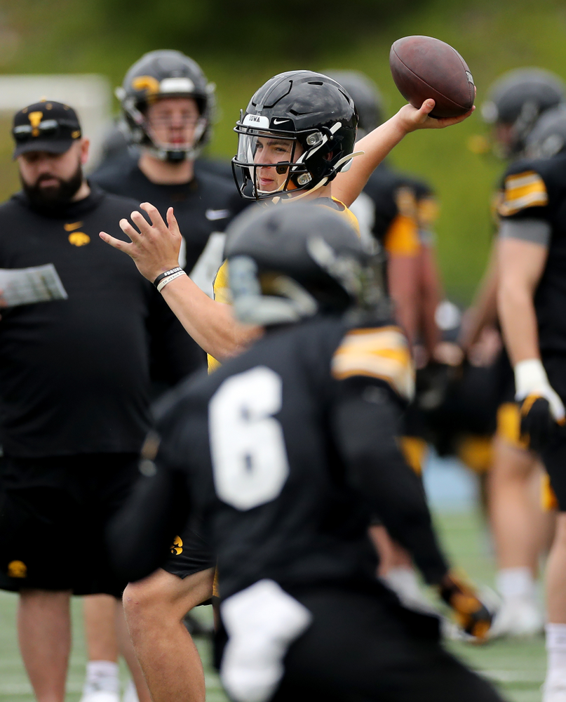 Iowa Hawkeyes quarterback Nate Stanley (4) during practice Sunday, December 22, 2019 at Mesa College in San Diego. (Brian Ray/hawkeyesports.com)