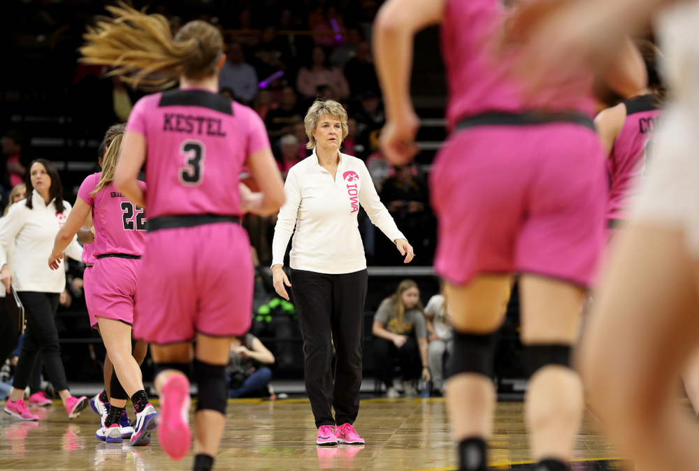 Iowa Hawkeyes head coach Lisa Bluder against the Wisconsin Badgers Sunday, February 16, 2020 at Carver-Hawkeye Arena. (Brian Ray/hawkeyesports.com)