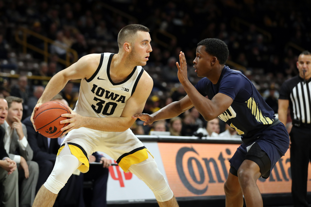 Iowa Hawkeyes guard Connor McCaffery (30) against Oral Roberts Friday, November 15, 2019 at Carver-Hawkeye Arena. (Brian Ray/hawkeyesports.com)
