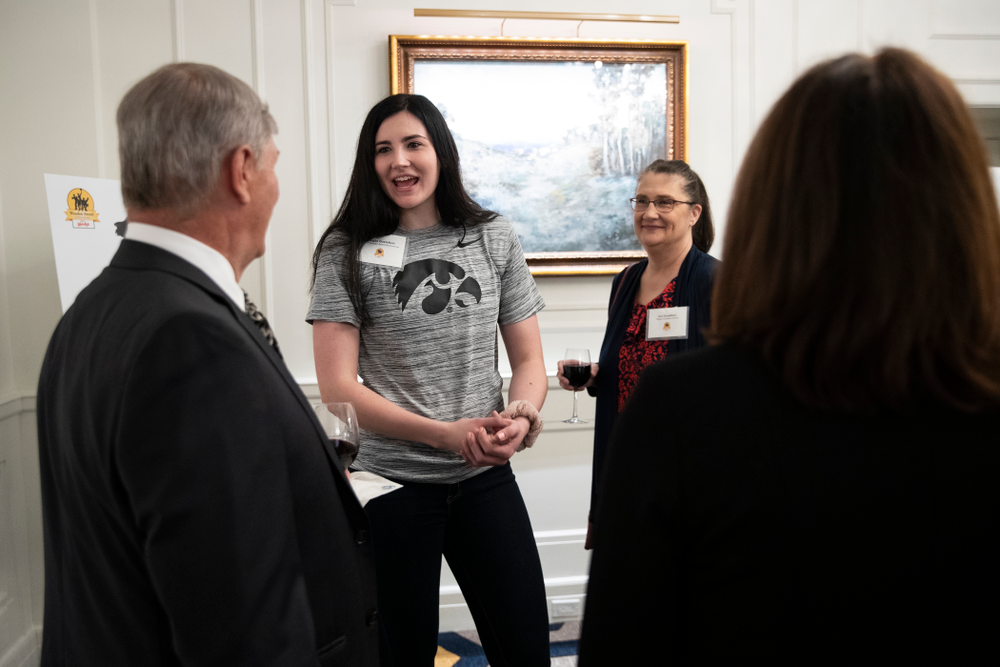 Iowa Hawkeyes forward Megan Gustafson (10) during the Wooden Award DukeÕs Dinner Thursday, April 11, 2019 at the LA Athletic Club. (Brian Ray/hawkeyesports.com)