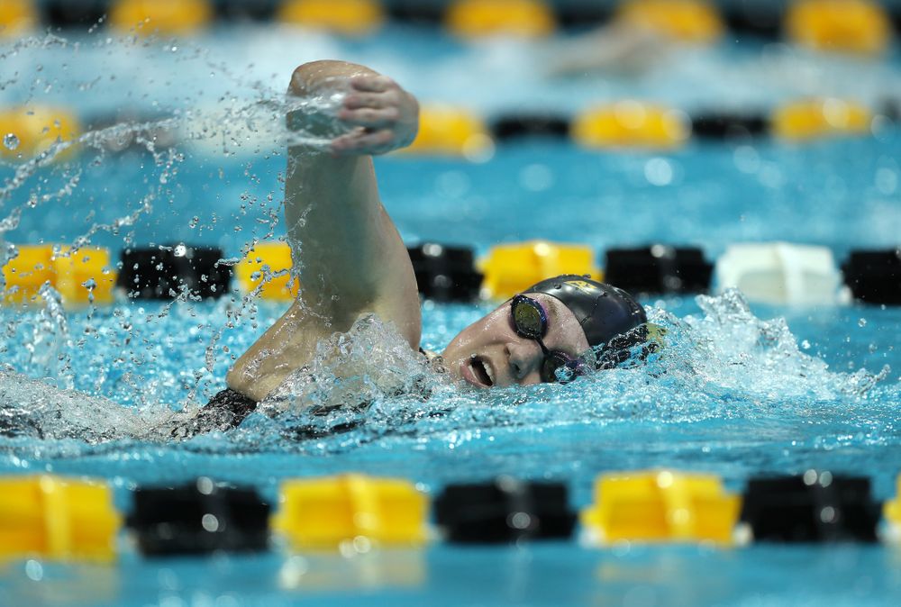 Iowa's Alleyna Thomas swims the 500 yard freestyle Thursday, November 15, 2018 during the 2018 Hawkeye Invitational at the Campus Recreation and Wellness Center. (Brian Ray/hawkeyesports.com)