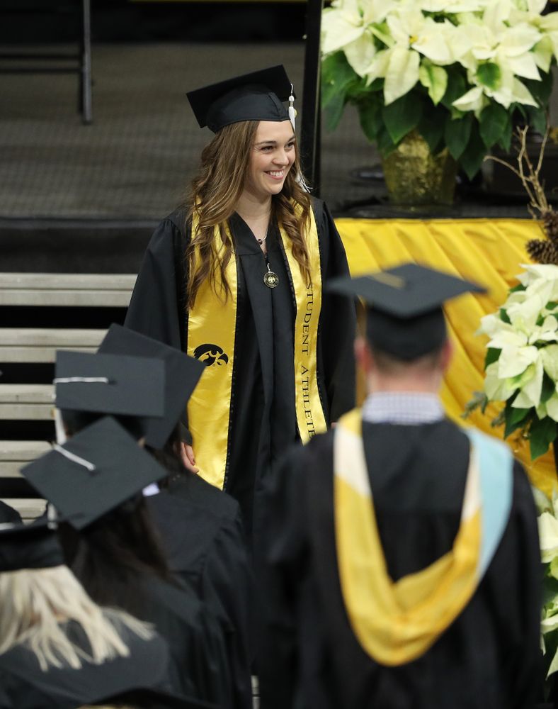 Iowa Women's Tennis' Zoe Douglas during the Fall Commencement Ceremony Saturday, December 15, 2018 at Carver-Hawkeye Arena. (Brian Ray/hawkeyesports.com)