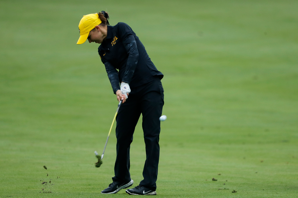 Iowa's Brett Permann hits an approach shot during the final round of the Diane Thomason Invitational at Finkbine Golf Course on September 30, 2018. (Tork Mason/hawkeyesports.com)