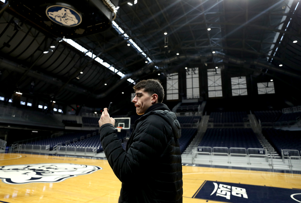 Iowa Hawkeyes forward Luka Garza (55) during practice at Hinkle Fieldhouse Wednesday, March 11, 2020 in Indianapolis. (Brian Ray/hawkeyesports.com)