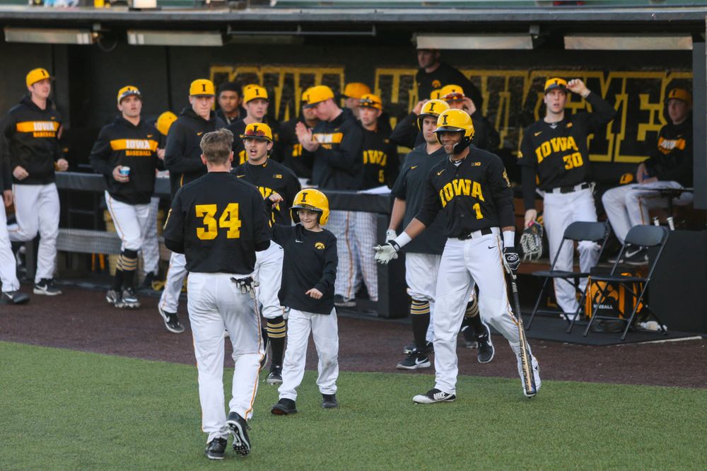 The Iowa baseball team at the game vs. Bradley on Tuesday, March 26, 2019 at (place). (Lily Smith/hawkeyesports.com)