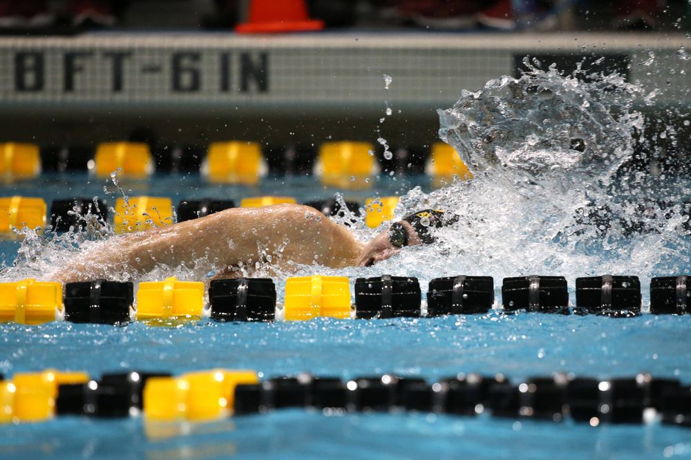 The Iowa A team competes in the 800-yard freestyle relay at the 2019 Big Ten Swimming and Diving meet Wednesday, February 27, 2019 at the Campus Wellness and Recreation Center. (Lily Smith/hawkeyesports.com)