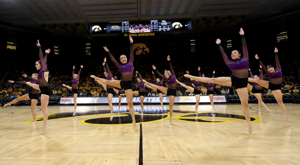 The Iowa Dance Team performs their Jazz Routine at halftime of the Iowa Hawkeyes game against Maryland Thursday, January 9, 2020 at Carver-Hawkeye Arena. (Brian Ray/hawkeyesports.com)