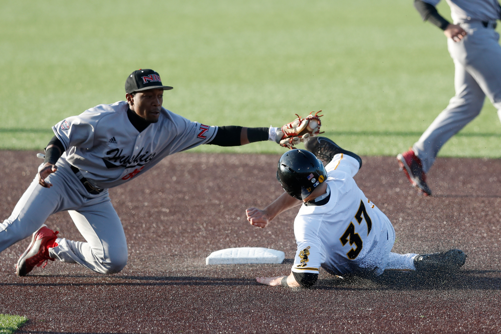 Iowa Hawkeyes outfielder Kace Massner (37) against Northern Illinois Tuesday, April 17, 2018 at Duane Banks Field. (Brian Ray/hawkeyesports.com)