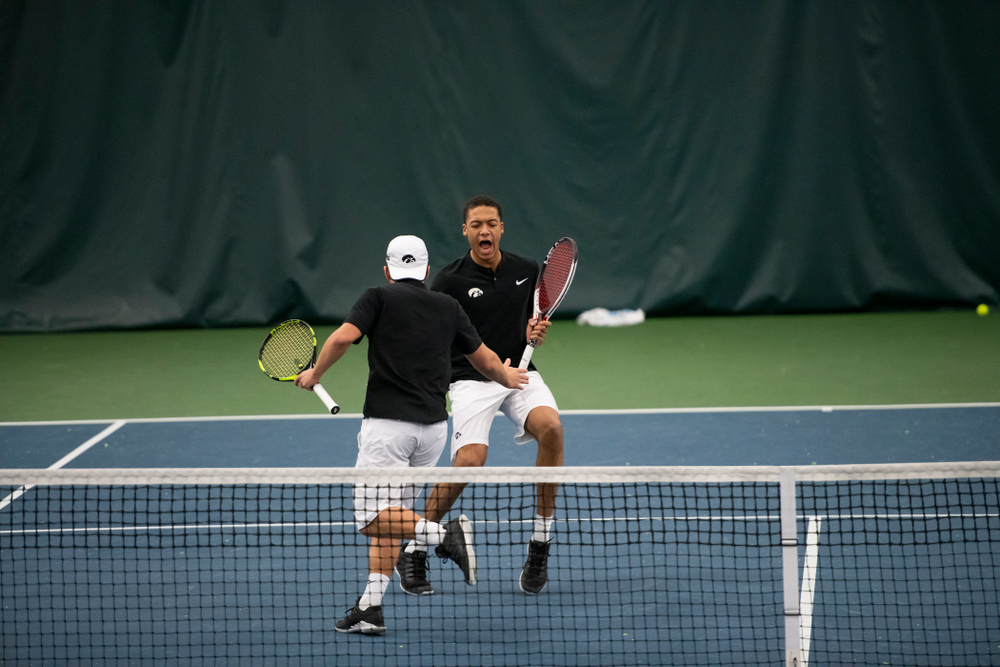 The Iowa men's tennis team competes against Cornell in The Rise Tennis Center in Ithaca, NY on Sunday, Feb. 24, 2019.
