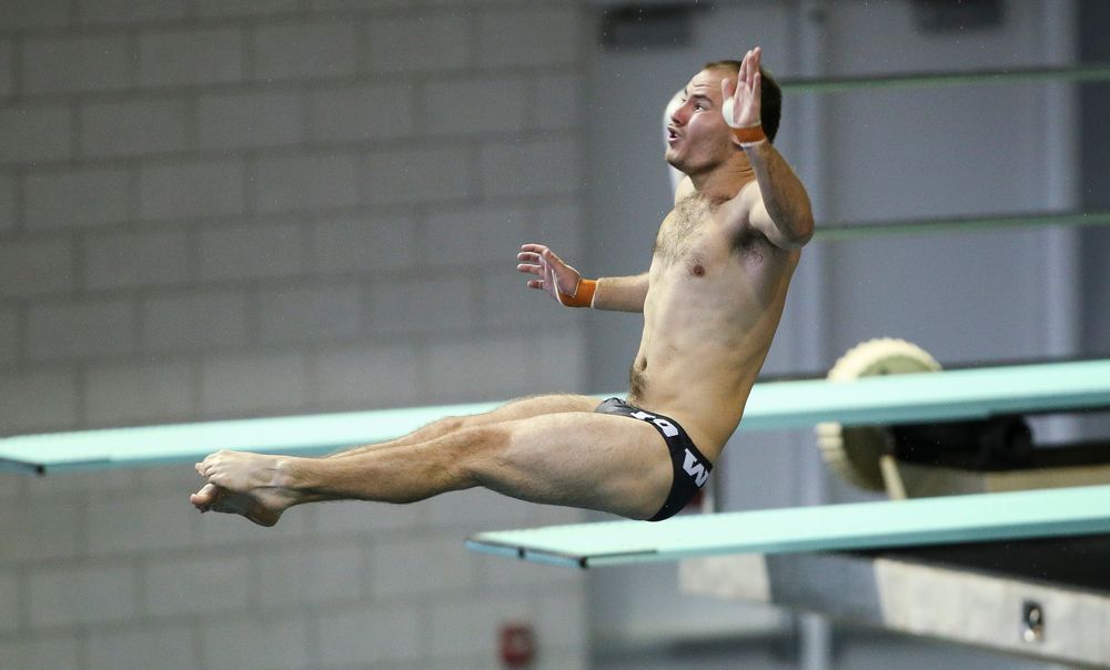 Iowa's Michael Tenney competes in the 200-yard butterfly during the third day of the Hawkeye Invitational at the Campus Recreation and Wellness Center on November 17, 2018. (Tork Mason/hawkeyesports.com)