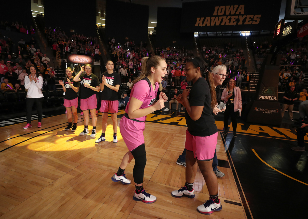 Iowa Hawkeyes guard Kathleen Doyle (22) against the Wisconsin Badgers Sunday, February 16, 2020 at Carver-Hawkeye Arena. (Brian Ray/hawkeyesports.com)