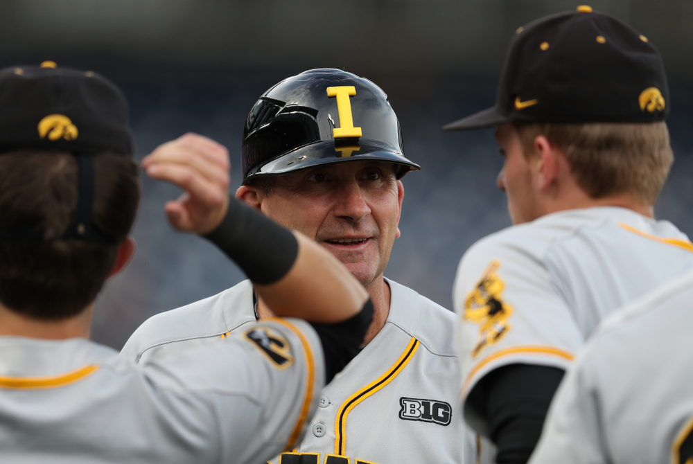 Iowa Hawkeyes head coach Rick Heller against the Indiana Hoosiers in the first round of the Big Ten Baseball Tournament Wednesday, May 22, 2019 at TD Ameritrade Park in Omaha, Neb. (Brian Ray/hawkeyesports.com)