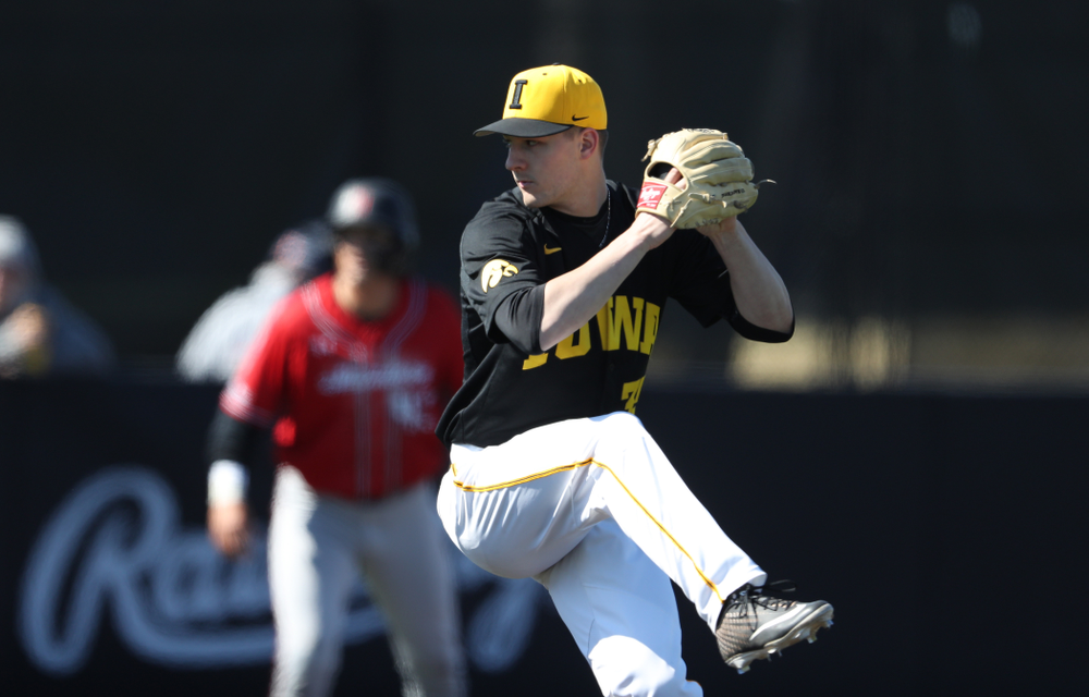 Iowa Hawkeyes Cam Baumann (35) against California State Northridge Sunday, March 17, 2019 at Duane Banks Field. (Brian Ray/hawkeyesports.com)