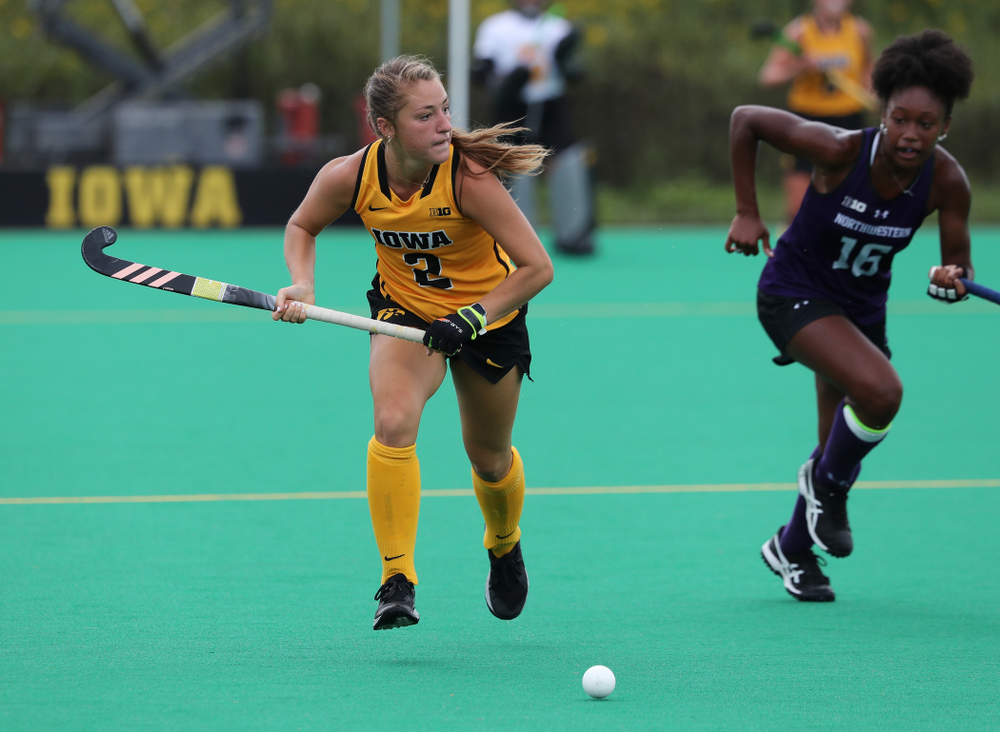 Iowa Hawkeyes defenseman Emily Deuell (2) during an exhibition game against Northwestern Saturday, August 24, 2019 at Grant Field. (Brian Ray/hawkeyesports.com)