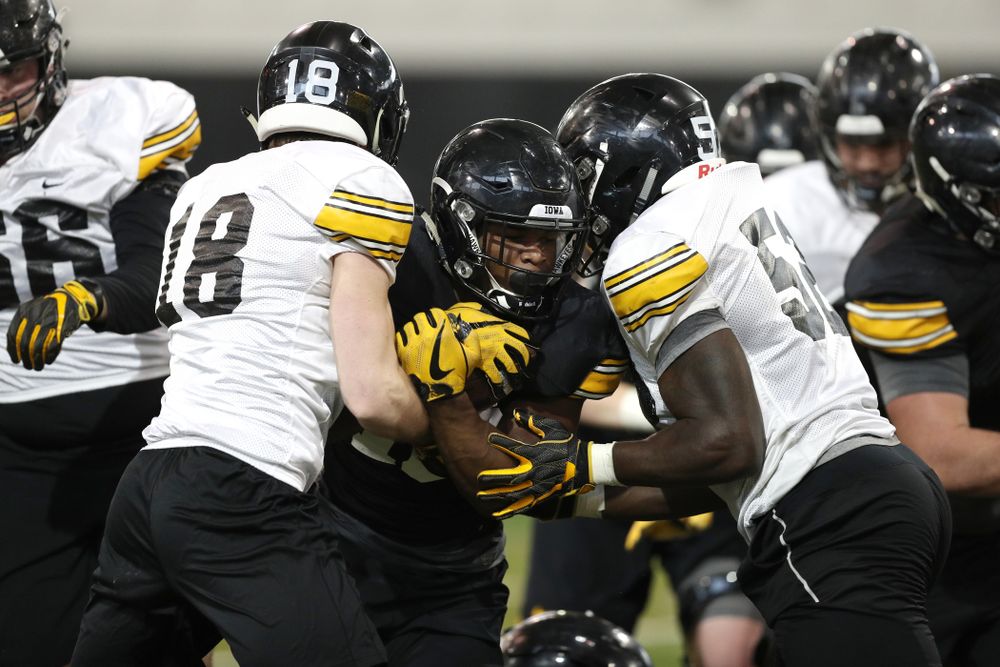 Iowa Hawkeyes running back Mekhi Sargent (10) during practice Wednesday, December 12, 2018 at the Hansen Football Performance Center in preparation for the Outback Bowl game against Mississippi State. (Brian Ray/hawkeyesports.com)