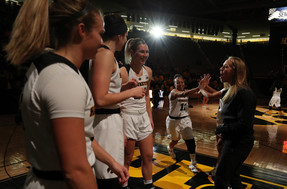Iowa Hawkeyes guard Tania Davis (11) against Dakota Wesleyan University Tuesday, November 6, 2018 at Carver-Hawkeye Arena. (Brian Ray/hawkeyesports.com)