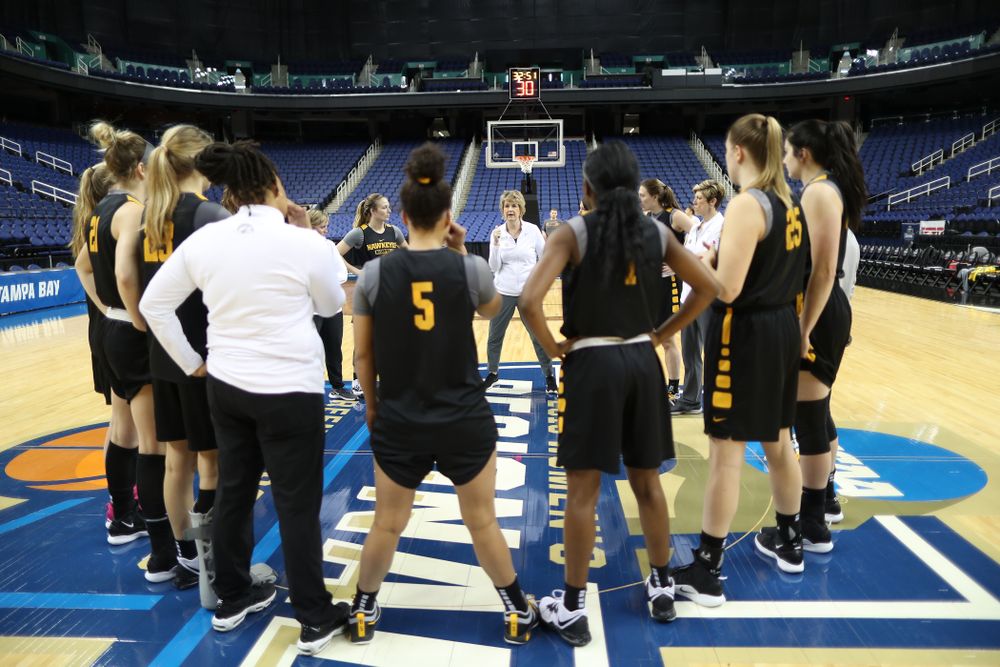 Iowa Hawkeyes head coach Lisa Bluder during practice and media before the regional final of the 2019 NCAA Women's College Basketball Tournament against the Baylor Bears Sunday, March 31, 2019 at Greensboro Coliseum in Greensboro, NC.(Brian Ray/hawkeyesports.com)
