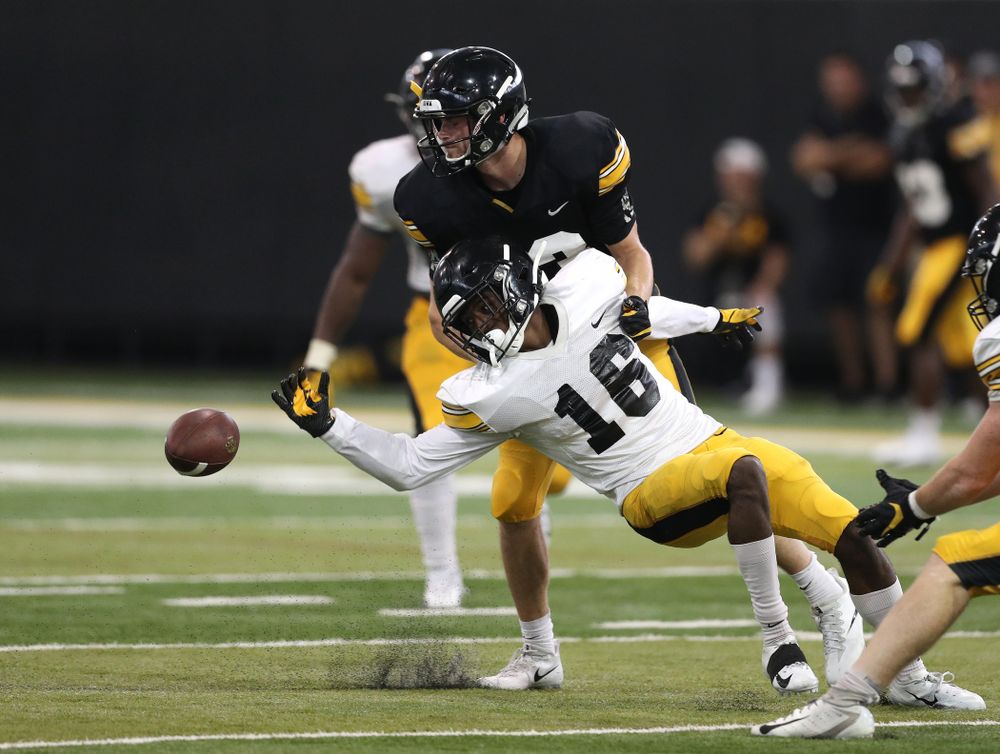 Iowa Hawkeyes defensive back Terry Roberts (16) During Fall Camp Practice No. 6 Thursday, August 8, 2019 at the Ronald D. and Margaret L. Kenyon Football Practice Facility. (Brian Ray/hawkeyesports.com)