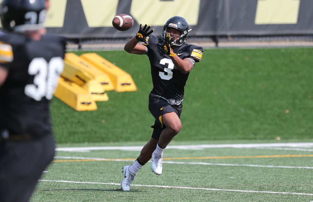 Iowa Hawkeyes wide receiver Tyrone Tracy Jr. (3) during the third practice of fall camp Sunday, August 5, 2018 at the Kenyon Football Practice Facility. (Brian Ray/hawkeyesports.com)
