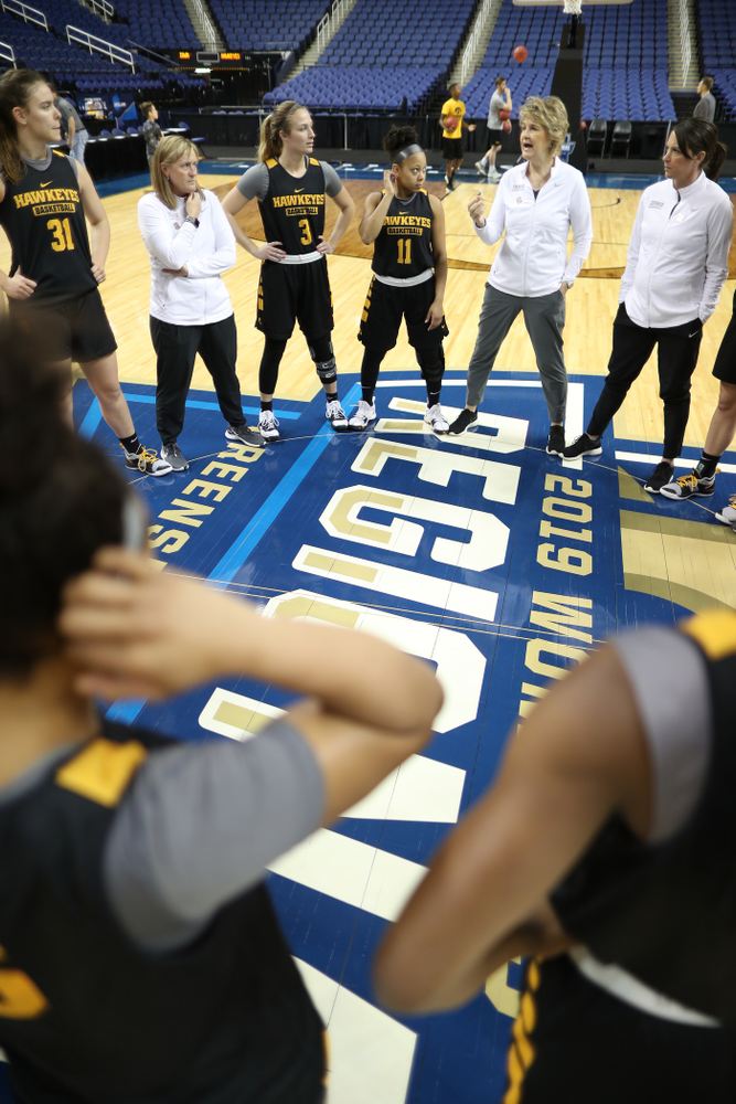 Iowa Hawkeyes head coach Lisa Bluder during practice and media before the regional final of the 2019 NCAA Women's College Basketball Tournament against the Baylor Bears Sunday, March 31, 2019 at Greensboro Coliseum in Greensboro, NC.(Brian Ray/hawkeyesports.com)
