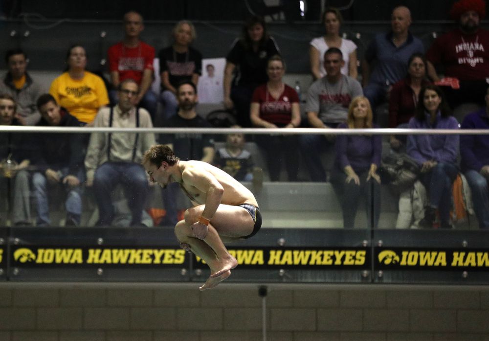 Iowa's Anton Hoherz competes in the finals on the 1-meter springboard on the second day at the 2019 Big Ten Swimming and Diving Championships Thursday, February 28, 2019 at the Campus Wellness and Recreation Center. (Brian Ray/hawkeyesports.com)