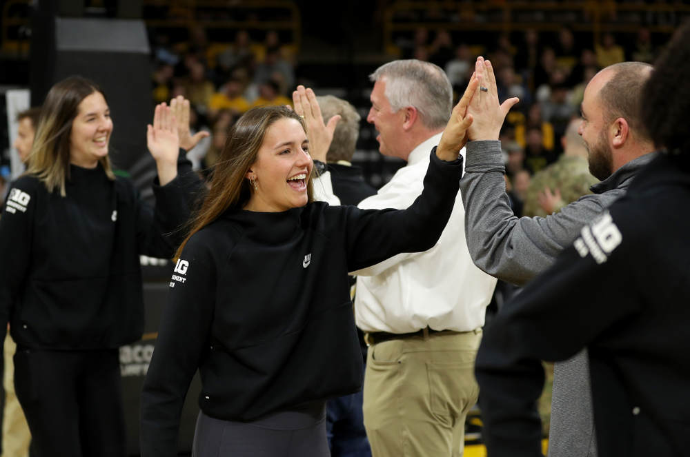 Student Athletes are recognized by the Presidential Committee on Athletics at halftime of the Iowa Hawkeyes game against Penn State Saturday, February 29, 2020 at Carver-Hawkeye Arena. (Brian Ray/hawkeyesports.com)