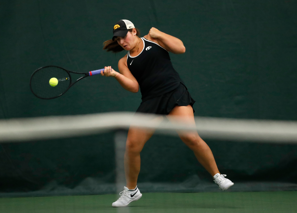 Iowa's Danielle Bauers competes on the first day of the 2018 ITA Central Regional Championships Friday, October 12, 2018 Hawkeye Tennis and Recreation Complex. (Brian Ray/hawkeyesports.com)