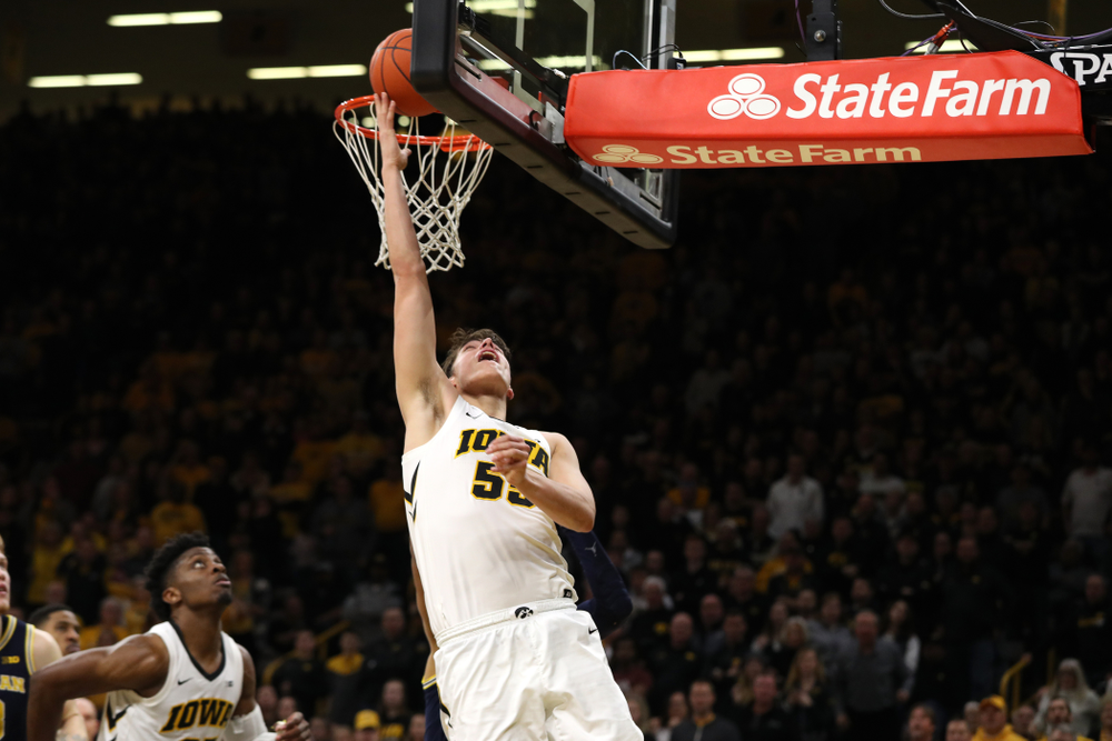 Iowa Hawkeyes guard CJ Fredrick (5) against the Michigan Wolverines Friday, February 1, 2019 at Carver-Hawkeye Arena. (Brian Ray/hawkeyesports.com)