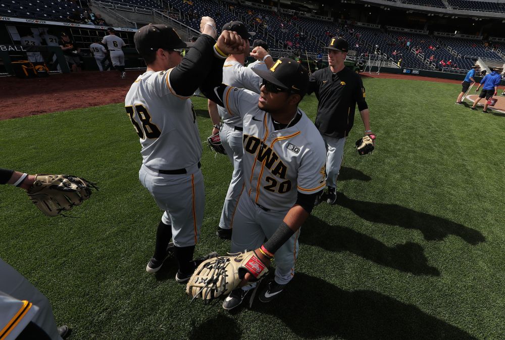 Iowa Hawkeyes Izaya Fullard (20) against the Indiana Hoosiers in the first round of the Big Ten Baseball Tournament Wednesday, May 22, 2019 at TD Ameritrade Park in Omaha, Neb. (Brian Ray/hawkeyesports.com)