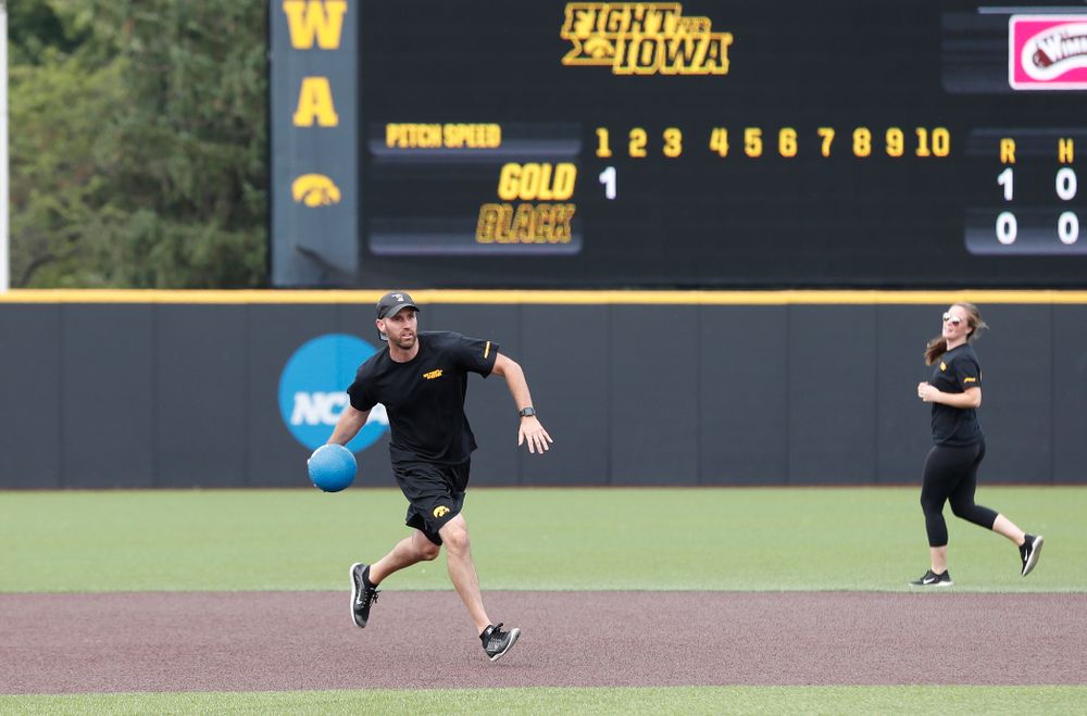 Head Men's Golf Coach Tyler Stith during the Iowa Student Athlete Kickoff Kickball game Sunday, August 19, 2018 at Duane Banks Field. (Brian Ray/hawkeyesports.com)
