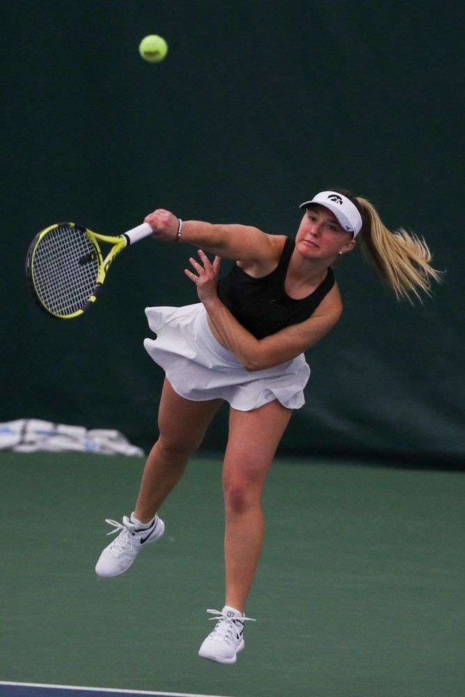 IowaÕs Danielle Burich at womenÕs tennis senior day vs Nebraska on Saturday, April 13, 2019 at the Hawkeye Tennis and Recreation Complex. (Lily Smith/hawkeyesports.com)