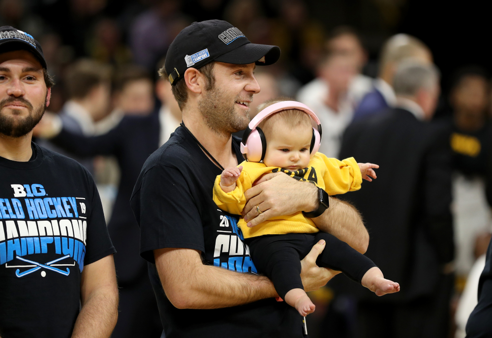 Assistant Coach Michael Boal and the Iowa Field Hockey team are recognized during the Iowa Hawkeyes game against the Ohio State Buckeyes Thursday, February 20, 2020 at Carver-Hawkeye Arena. (Brian Ray/hawkeyesports.com)