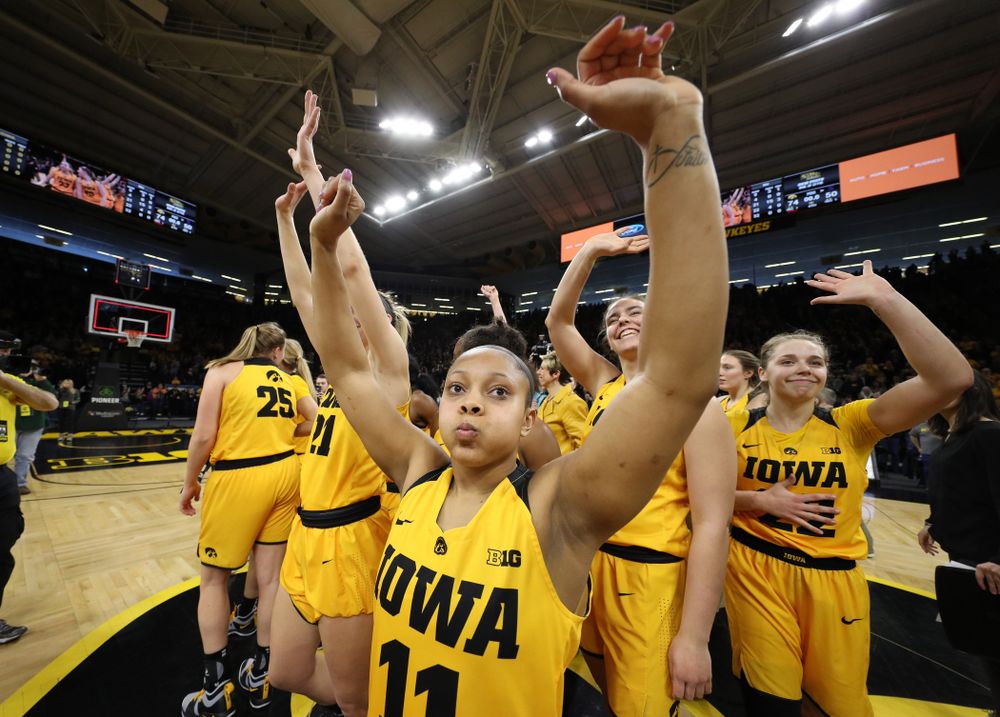 Iowa Hawkeyes guard Tania Davis (11) against the Northwestern Wildcats Sunday, March 3, 2019 at Carver-Hawkeye Arena. (Brian Ray/hawkeyesports.com)