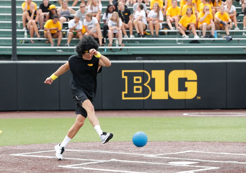 Head volleyball coach Bond Shymansky during the Iowa Student Athlete Kickoff Kickball game Sunday, August 19, 2018 at Duane Banks Field. (Brian Ray/hawkeyesports.com)