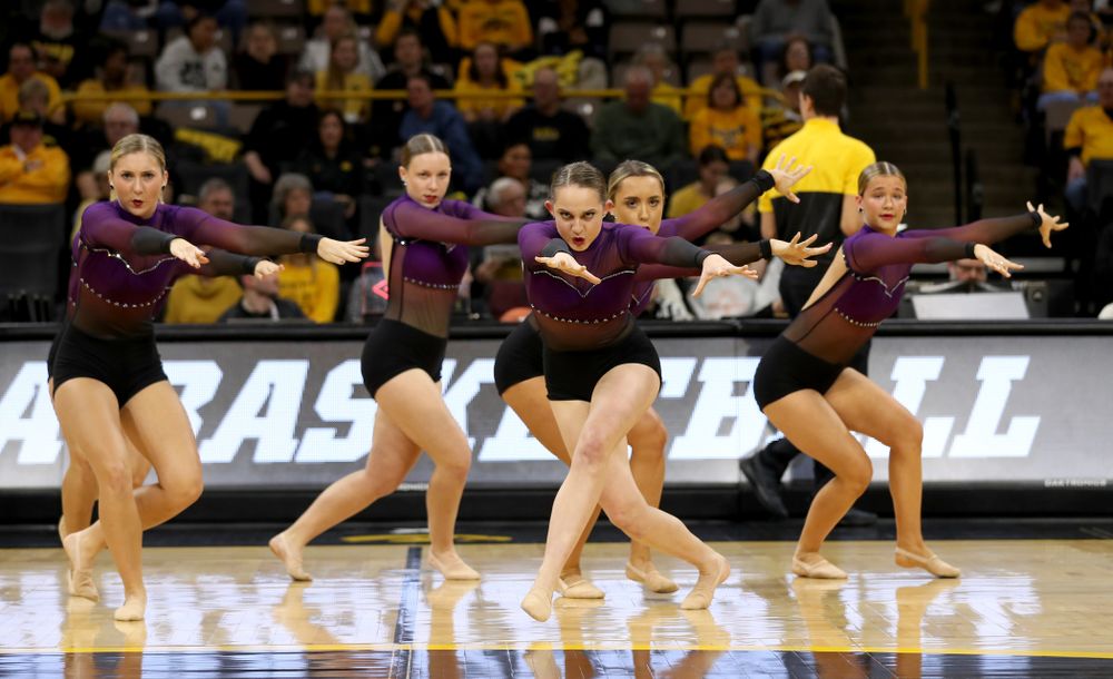 The Iowa Dance Team performs their Jazz Routine at halftime of the Iowa Hawkeyes game against Maryland Thursday, January 9, 2020 at Carver-Hawkeye Arena. (Brian Ray/hawkeyesports.com)