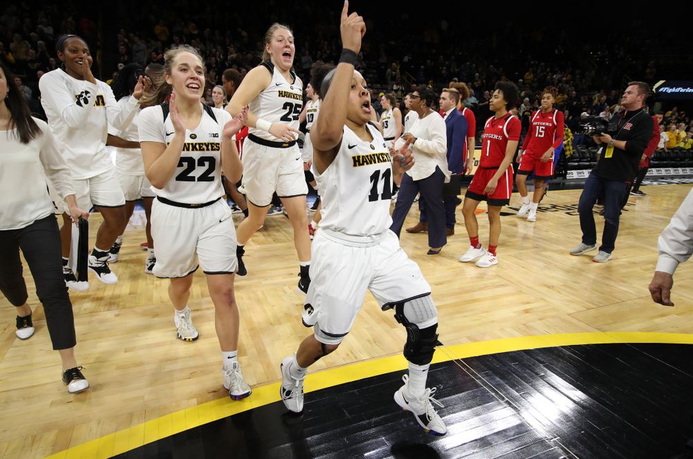 Iowa Hawkeyes guard Tania Davis (11) against the Rutgers Scarlet Knights Wednesday, January 23, 2019 at Carver-Hawkeye Arena. (Brian Ray/hawkeyesports.com)