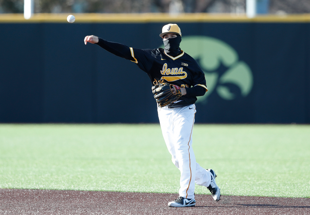 Iowa Hawkeyes infielder Kyle Crowl (23) against Grand View Wednesday, April 4, 2018 at Duane Banks Field. (Brian Ray/hawkeyesports.com)