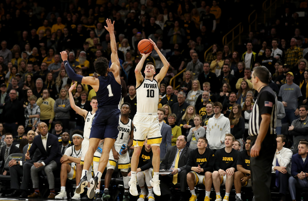 Iowa Hawkeyes guard Joe Wieskamp (10) against Penn State Saturday, February 29, 2020 at Carver-Hawkeye Arena. (Brian Ray/hawkeyesports.com)