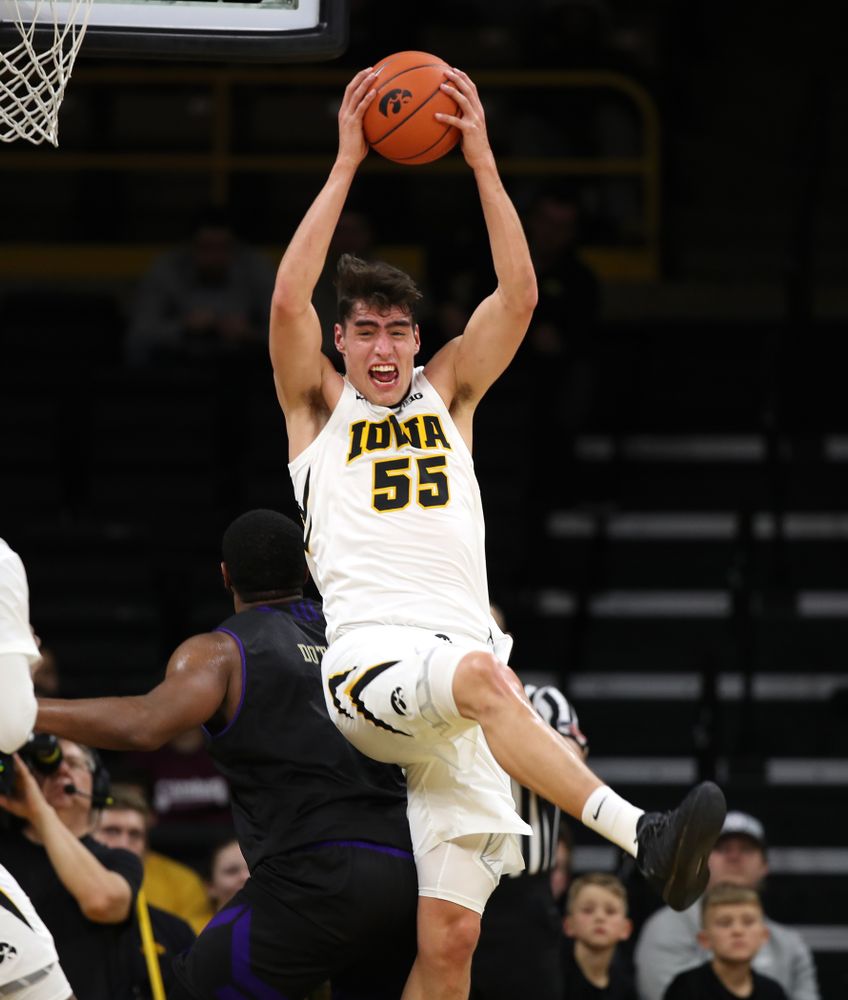 Iowa Hawkeyes forward Luka Garza (55) against the Western Carolina Catamounts Tuesday, December 18, 2018 at Carver-Hawkeye Arena. (Brian Ray/hawkeyesports.com)