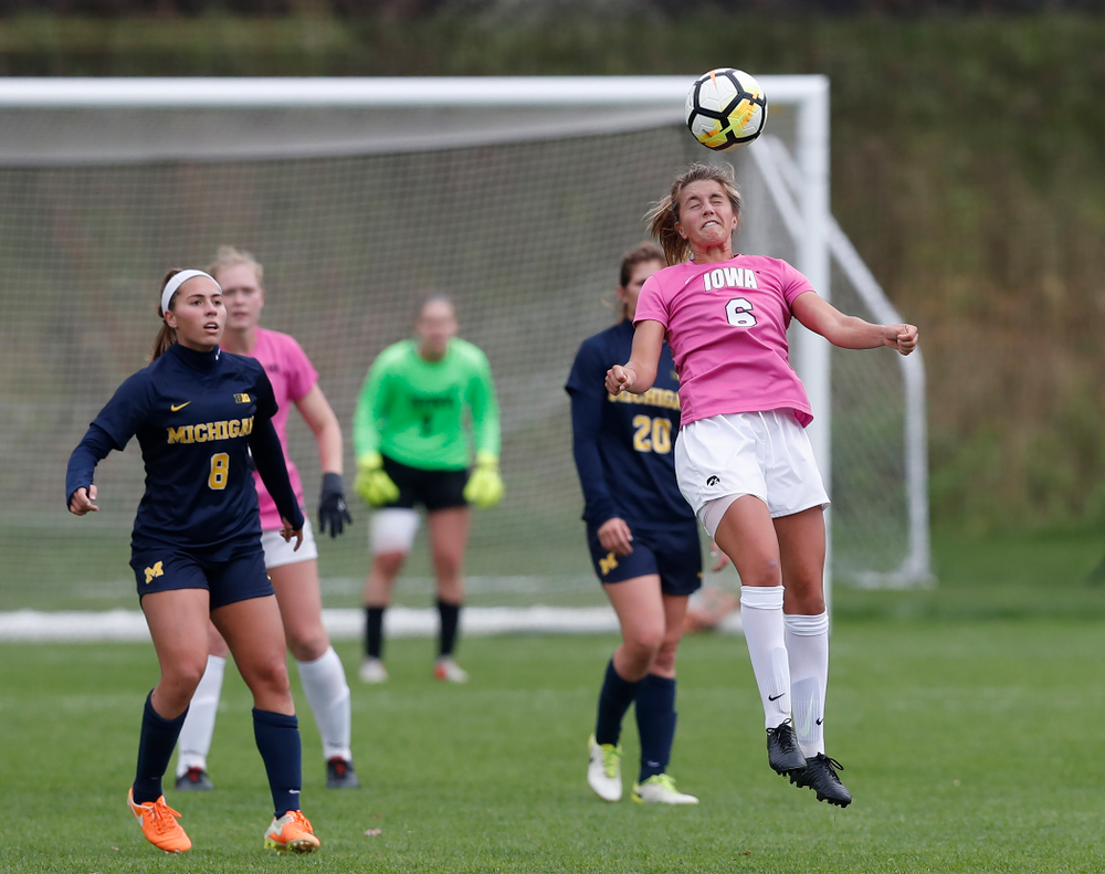 Iowa Hawkeyes Isabella Blackman (6) against Michigan Sunday, October 14, 2018 at the Iowa Soccer Complex. (Brian Ray/hawkeyesports.com)