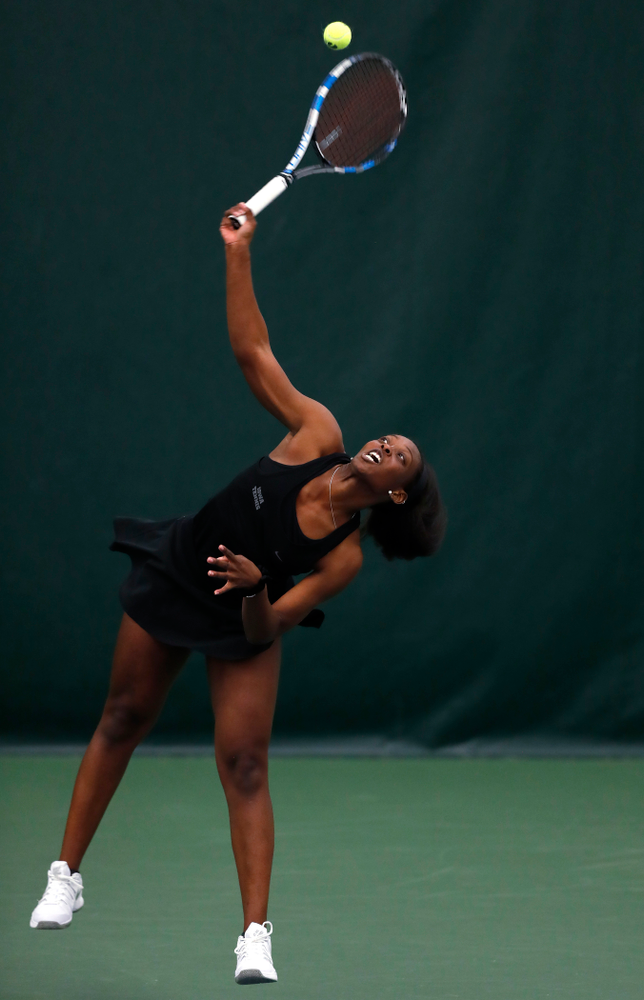 Adorabol Huckleby against Ohio State Sunday, March 25, 2018 at the Hawkeye Tennis and Recreation Center. (Brian Ray/hawkeyesports.com)
