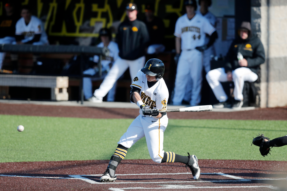 Iowa Hawkeyes infielder Mitchell Boe (4) against Northern Illinois Tuesday, April 17, 2018 at Duane Banks Field. (Brian Ray/hawkeyesports.com)