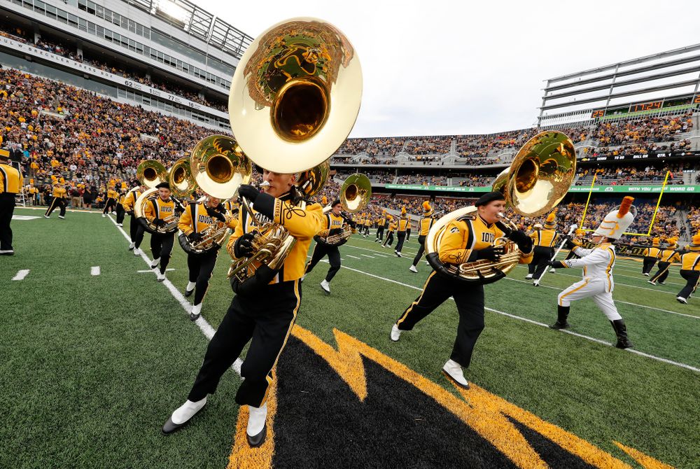 The Hawkeye Marching Band performs before the Iowa Hawkeyes game against against the Iowa State Cyclones Saturday, September 8, 2018 at Kinnick Stadium. (Brian Ray/hawkeyesports.com)