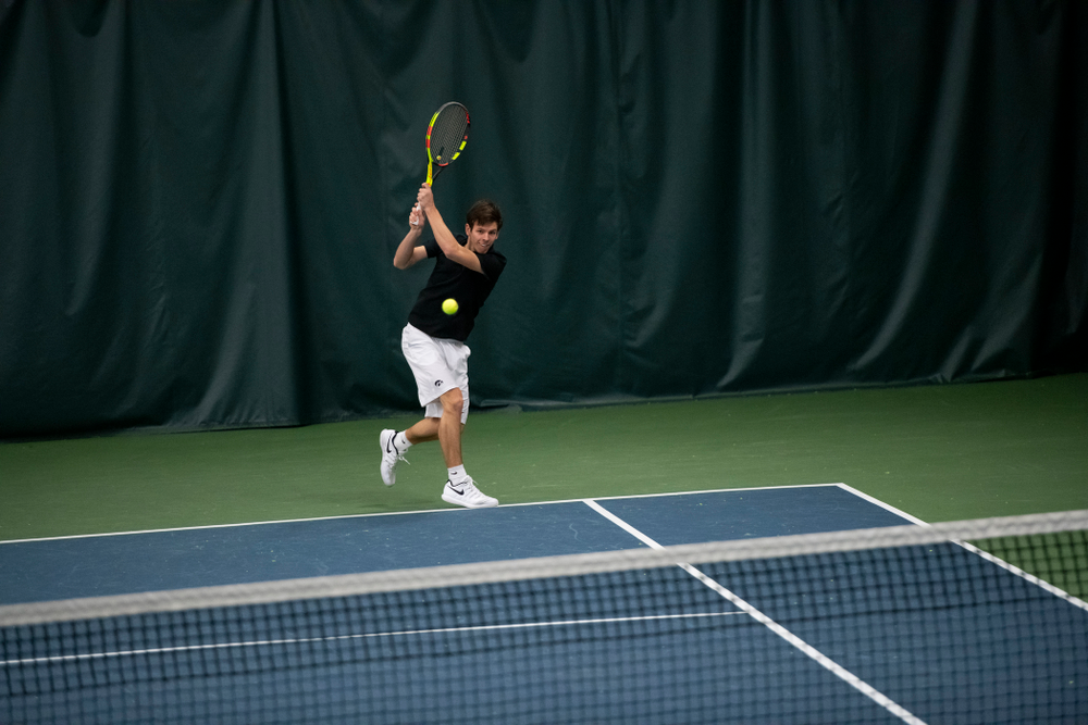 The Iowa men's tennis team competes against Cornell in The Rise Tennis Center in Ithaca, NY on Sunday, Feb. 24, 2019.