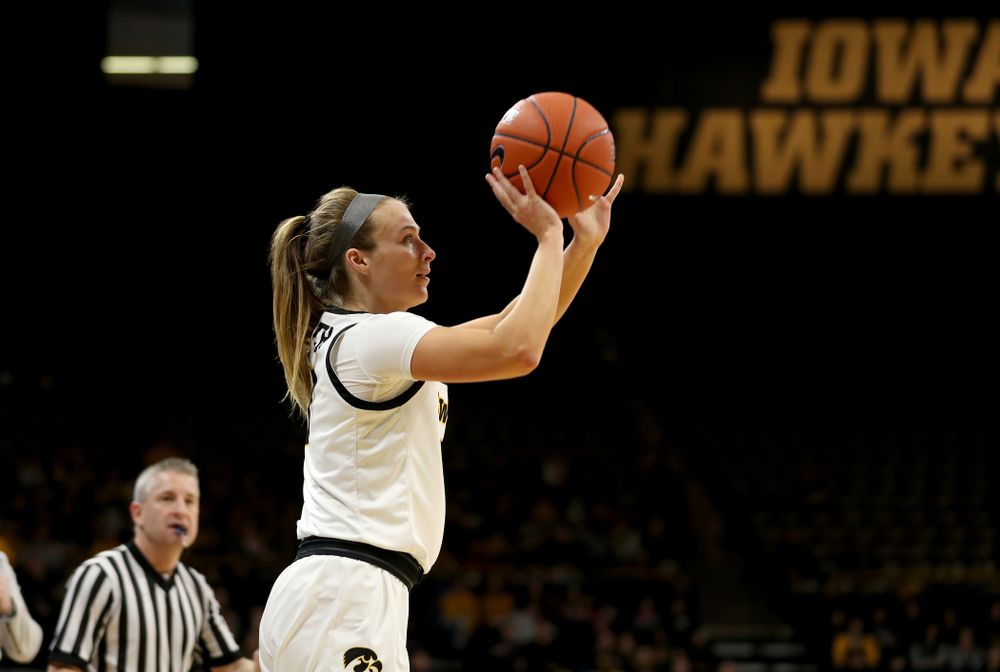 Iowa Hawkeyes guard Makenzie Meyer (3) against Penn State Saturday, February 22, 2020 at Carver-Hawkeye Arena. (Brian Ray/hawkeyesports.com)