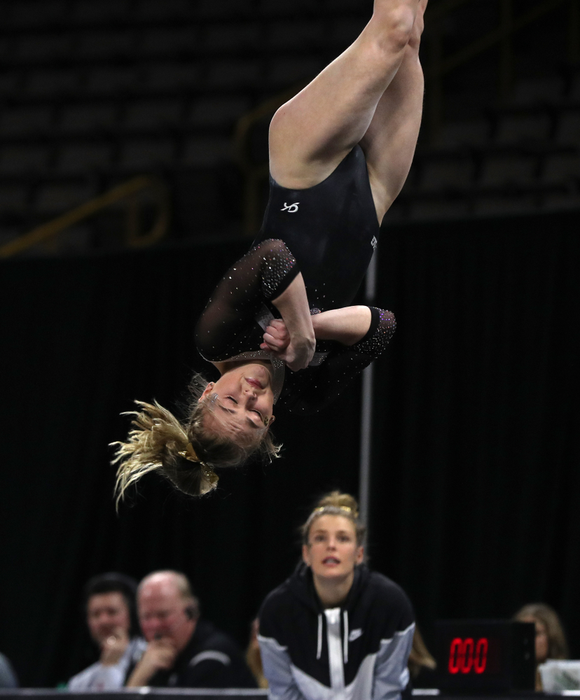 Iowa's Charlotte Sullivan competes on the floor against the Rutgers Scarlet Knights Saturday, January 26, 2019 at Carver-Hawkeye Arena. (Brian Ray/hawkeyesports.com)