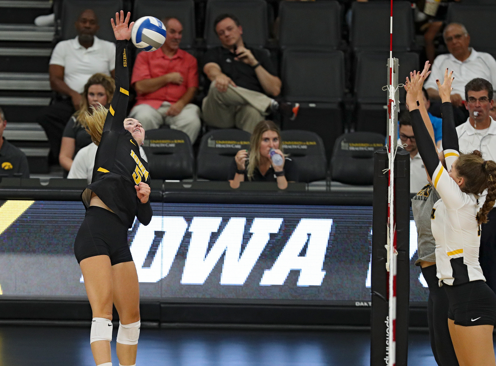 Iowa’s Meghan Buzzerio (5) during the second set of the Black and Gold scrimmage at Carver-Hawkeye Arena in Iowa City on Saturday, Aug 24, 2019. (Stephen Mally/hawkeyesports.com)