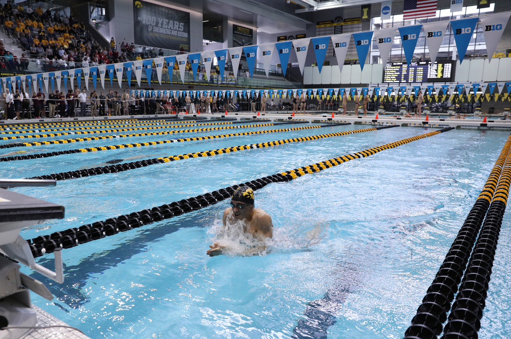 Iowa's Caleb Babb swims in the preliminaries of the 50-yard freestyle during the 2019 Big Ten Swimming and Diving Championships Thursday, February 28, 2019 at the Campus Wellness and Recreation Center. (Brian Ray/hawkeyesports.com)